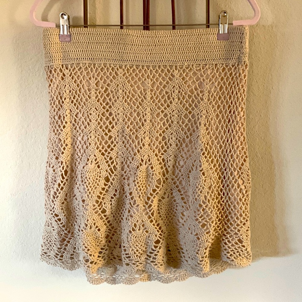 Boston Proper Tan Crochet Skirt - Sz M